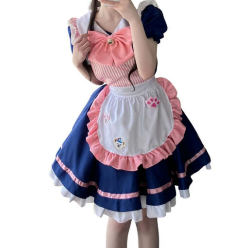 Cat Maid Cosplay Outfit Blue On Model