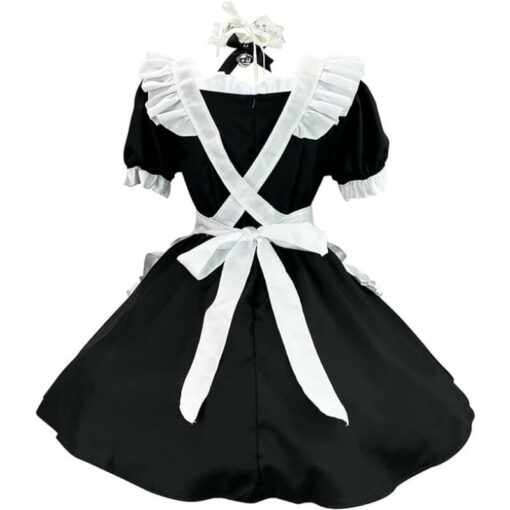 Cute Heart Lolita Maid Outfit Black Back