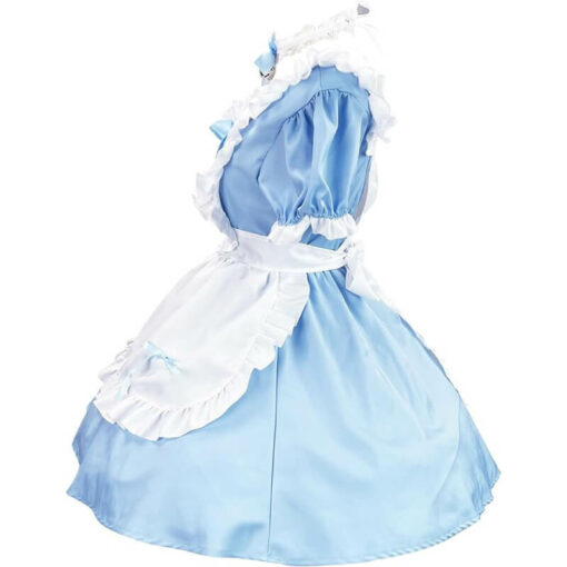 Cute Heart Lolita Maid Outfit Blue Side