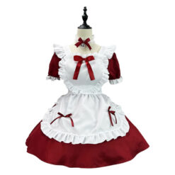 Cute Heart Lolita Maid Outfit Wine Red