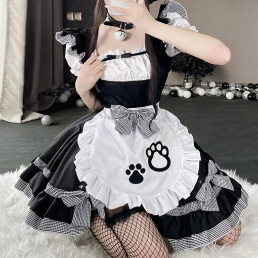 Cat Girl Sissy Maid Costume Dress Model Black2