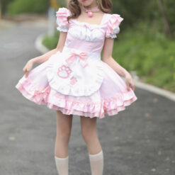 Cat Girl Sissy Maid Costume Dress Model Light Pink1