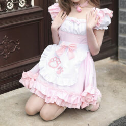 Cat Girl Sissy Maid Costume Dress Model Light Pink3