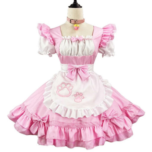 Cat Girl Sissy Maid Costume Dress Pink