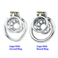 Open Ended Inverted Chastity Cage With Curved Ring And Round Ring