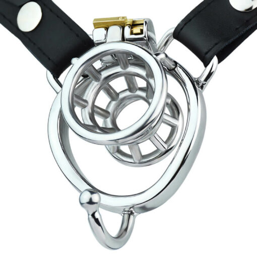 Open Ended Inverted Chastity Cage With Curved Ring And Strap1