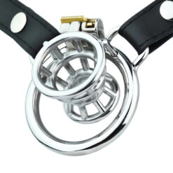 Open Ended Inverted Chastity Cage With Round Ring And Strap1