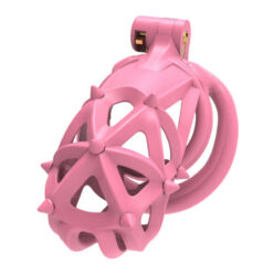 Painful Chastity Cage With Removable Silicone Spikes Pink Long