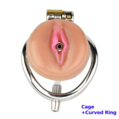 Realistic Pussy Flat Chastity Cage With Curved Ring1