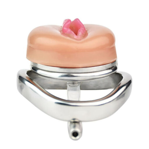 Realistic Pussy Flat Chastity Cage With Curved Ring3