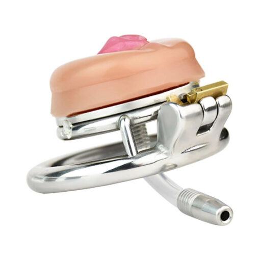 Realistic Pussy Flat Chastity Cage With Round Ring3