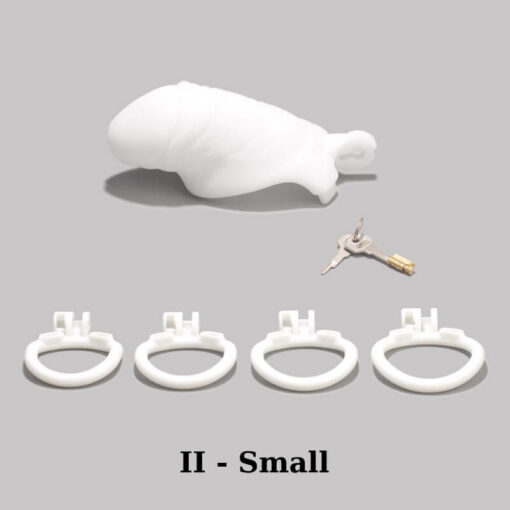 Realistic White Penis Chastity Cage Version II Small