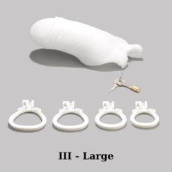 Realistic White Penis Chastity Cage Version III Large