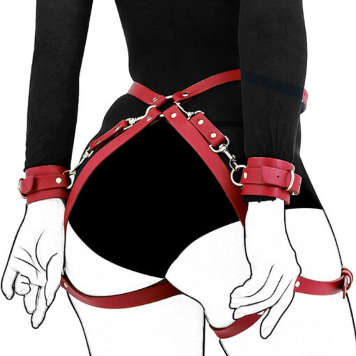 Sex Butt Leather Bondage Harness StyleB Red