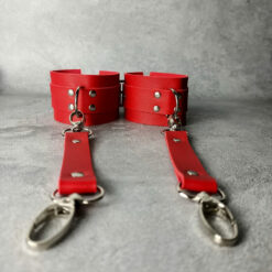Sex Butt Leather Bondage Harness Wrist Cuffs Red