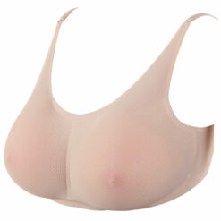 Sheer Mesh Pocket Bra With Silicone Breast Forms Set Beige1