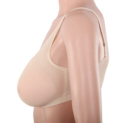 Sheer Mesh Pocket Bra With Silicone Breast Forms Set Beige3