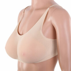 Sheer Mesh Pocket Bra With Silicone Breast Forms Set Beige4