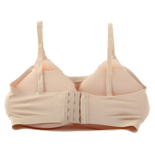 Sheer Mesh Pocket Bra With Silicone Breast Forms Set Beige6