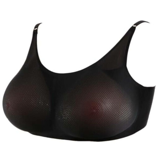 Sheer Mesh Pocket Bra With Silicone Breast Forms Set Black1