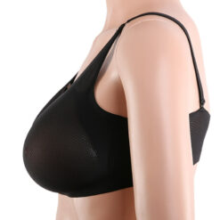 Sheer Mesh Pocket Bra With Silicone Breast Forms Set Black3