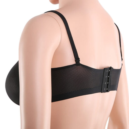 Sheer Mesh Pocket Bra With Silicone Breast Forms Set Black6