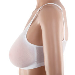 Sheer Mesh Pocket Bra With Silicone Breast Forms Set White3