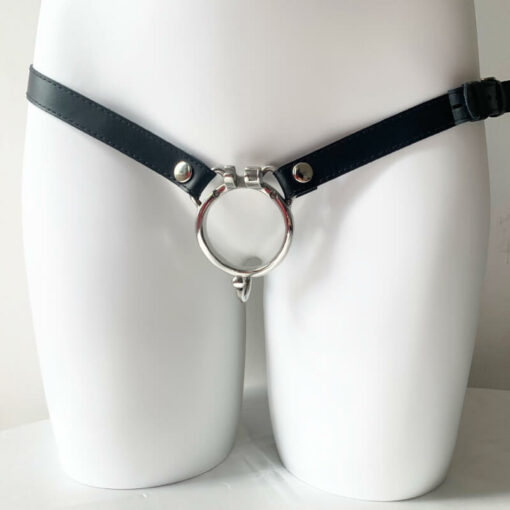 Steel Chastity Cage Rings Curved Ring With Ears And Strap1