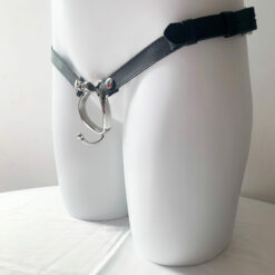 Steel Chastity Cage Rings Curved Ring With Ears And Strap2