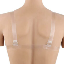 Strap On Realistic Silicone Breast Forms With Cleavage Beige Model Back