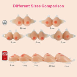 Strap On Realistic Silicone Breast Forms With Cleavage Beige Size Comparison