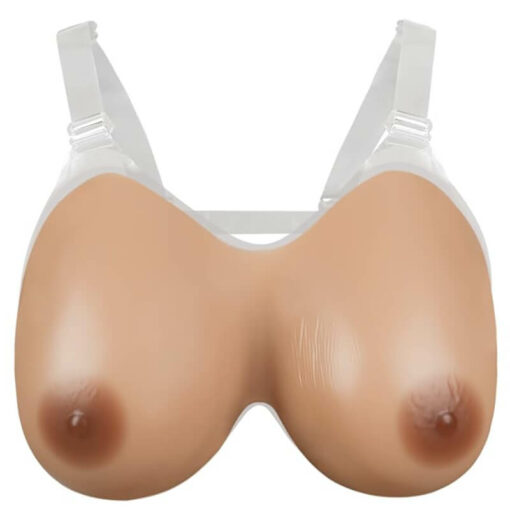 Strap On Realistic Silicone Breast Forms With Cleavage Brown Front