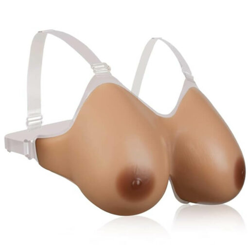 Strap On Realistic Silicone Breast Forms With Cleavage Brown Side