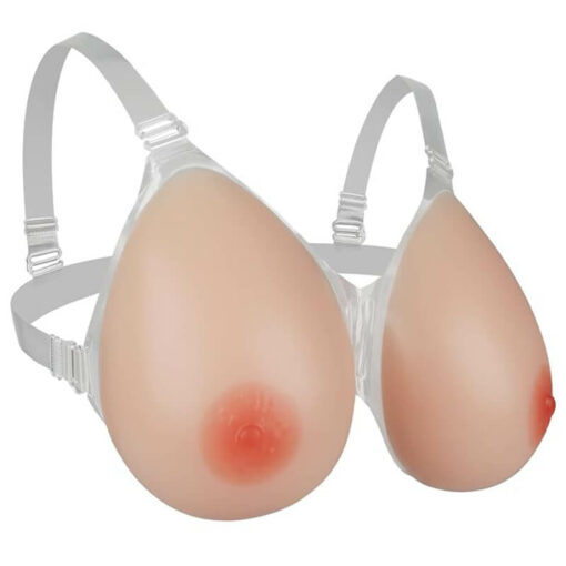 Strap On Teardrop Silicone Breast Forms Beige Front