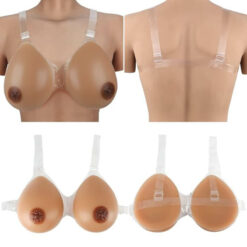 Strap On Teardrop Silicone Breast Forms Brown Back