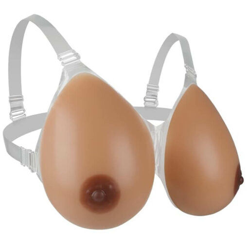 Strap On Teardrop Silicone Breast Forms Brown Front