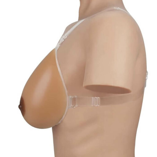 Strap On Teardrop Silicone Breast Forms Brown Side