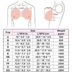 Strap On Teardrop Silicone Breast Forms Size Chart