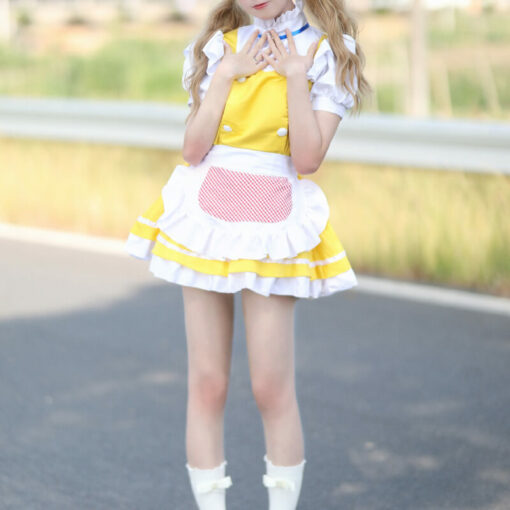Yellow Short French Maid Costume Dress Model1