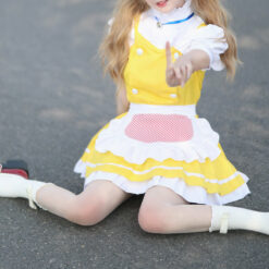 Yellow Short French Maid Costume Dress Model4
