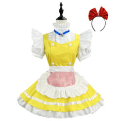 Yellow Short French Maid Costume Dress With Headwear