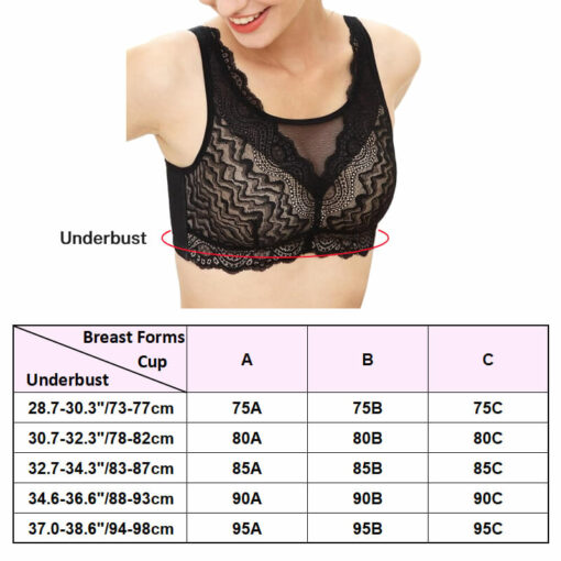 Wireless Insert Pocket Bra For ABC Cups Breast Forms Size Chart