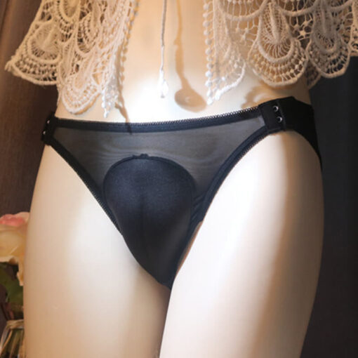 3 Rows 3 Hooks Fake Vagina Panties Black Front