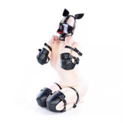 BDSM Puppy Play Crawling Bondage Gear Puppy head mask+choker+elbow pads+knee pads+bondage straps+gloves2
