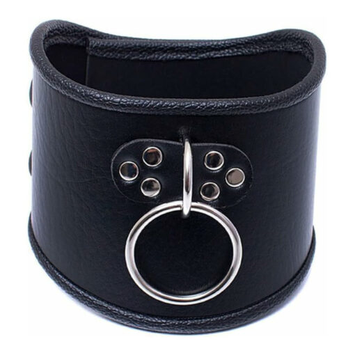 Faux Leather O Ring Sissy Slave Collar Front