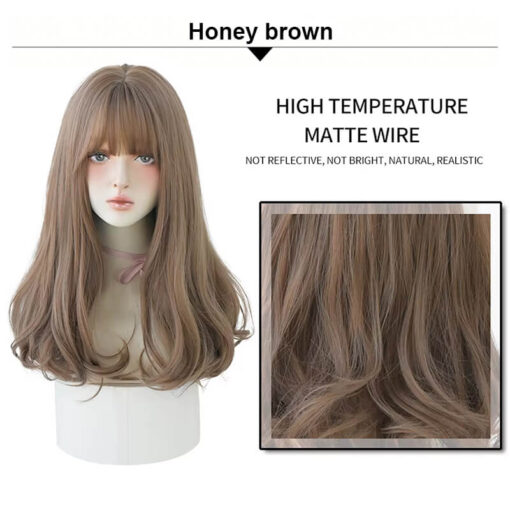 22 Inch Medium Long Dreamy Curls With Air Bangs Honey brown Description