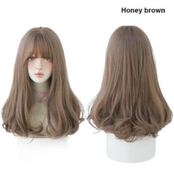 22 Inch Medium Long Dreamy Curls With Air Bangs Honey brown Front and Back