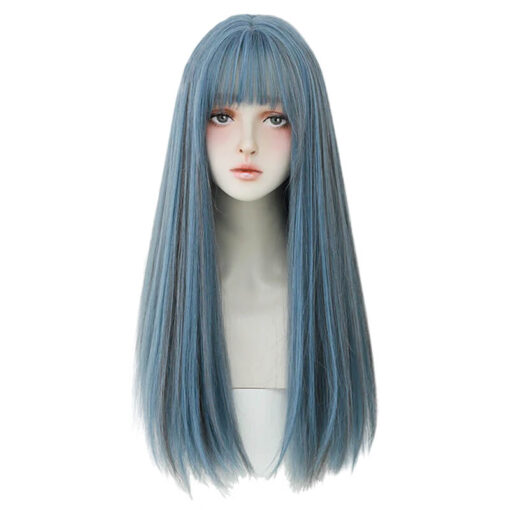 Harmonious Colored Long Straight Synthetic Wigs Blue Gradient