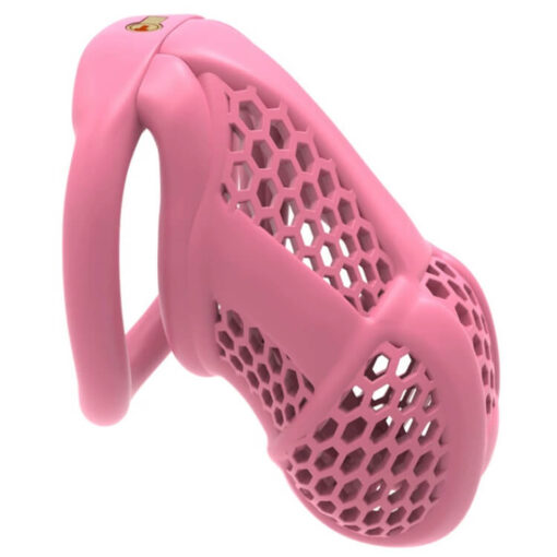 Beehive Cobra 3D Printed Chastity Cage With Mini Lock Pink Standard