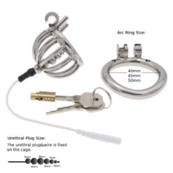 Estim Chastity Birdcage And Anal Plug Set Urethral Plug Size